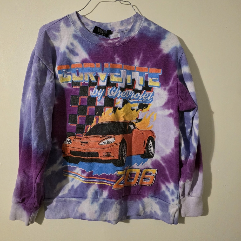 Chevrolet Corvette Crew Neck Sweatshirt Purple Tie Dye Men’s S